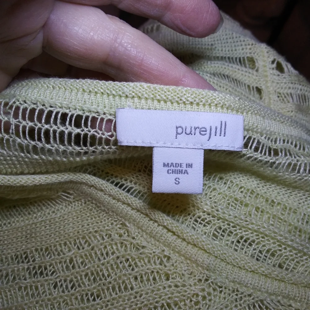 3/$18 J.Jill Lemon Yellow Oversized Linen & Rayon Loose Weave Summer Sweater - Picture 4 of 7